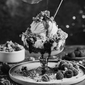 Mixed Berry Rum Cake Sundae