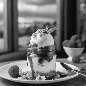 Raspberry Rum Cake Sundae