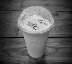 Strawberry milkshake with ice cream