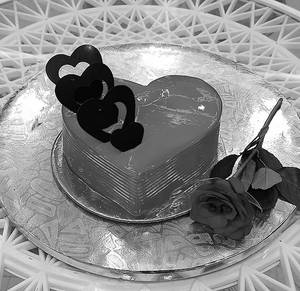 Red Heart Shape Strawberry Cake With Red Rose