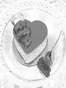 Red Velvet Heart Shape Cake With Red Rose