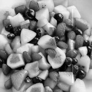 Special fruit salad with ice cream