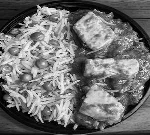 pulao with paneer masala curry and gundruk chutney