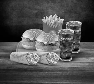 1 Aloo Tikki Burger +1 Veg Wrap +small Fries +1 dew400 Ml