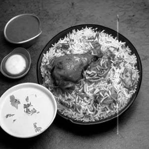 Chicken biryani [half] & 
Chicken curry [half]