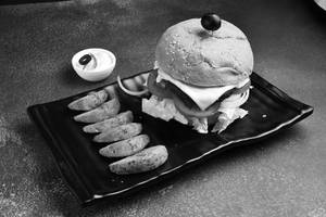 Veg Patty Burger & Wedges