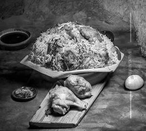 Chicken biryani & chicken roll