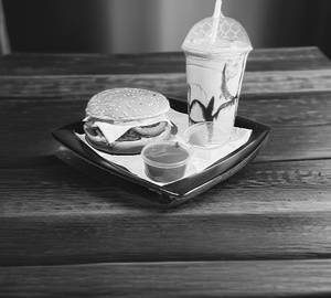 Cheese Burgerr with Thick cold coffee