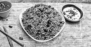 Schezwan mushroom fried rice