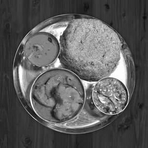 Ragi sangati with fish curry