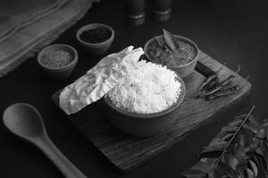 Boiled Rice + Vathakulambu + Appalam