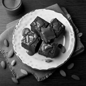 Milk Chocolte Sauce & Nuts Brownie