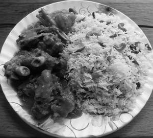 Pulao with mutton masala curry