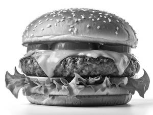 Vegetable Cheese Burger With French Fries