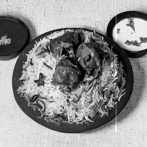 Dum Mashroom Biryani & Raitha (Half)