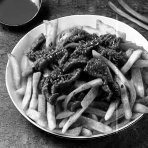 Stir fries beef