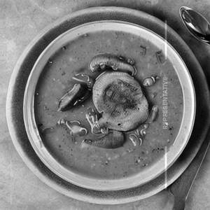 Pork roasted garlic mushroom soup