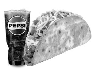 Crunchy Wheat Taco Pinto Bean + Pepsi