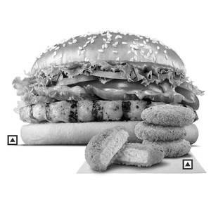 Original Whopper Chicken(XL size Bun)+4pcs Crunchy Chicken Nuggets.