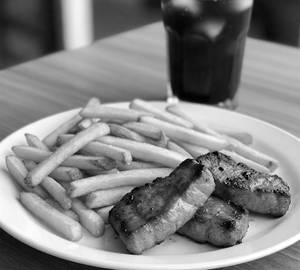 Grilled Sliced Pork Peri Peri (3 Pcs,Dry) + Fries + Cold Drinks(250Ml)