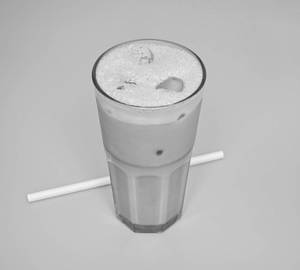 Iced mocha (a cold chocolate coffee with ice on the rock)