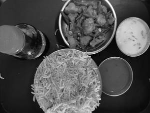 Chicken Biyani Rice Only + Chicken-65 + Coke