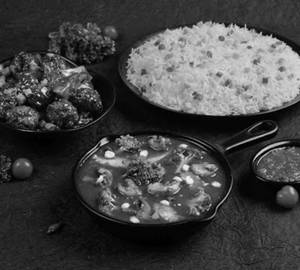 Veg Burnt Garlic Rice &Exotic veggies in kung Pao Sauce & Manchurian Dry