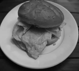 Cheese egg omelette burger