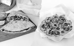 Cheese Olive Jalapeno Corn Quesadilla + Baked Grande Nachos