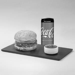 Spicy Paneer Burger With Coke Zero Can