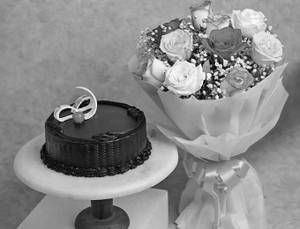 Chocolate Truffle Cake with Mixed Roses