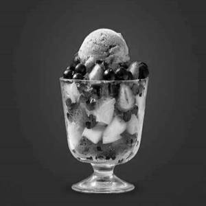 Fruit Salad With Black Currant Ice Cream