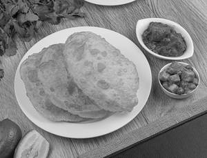 Luchi (3pcs With Paneer Rosha(100 Gm) And Alu Dum(100 Gm)