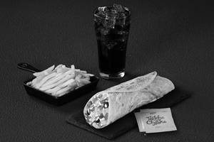 Baked Pizza Wrap (Veg) with Fries and Coke Meal