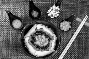 Non-veg De-constructed Sushi Bowl.