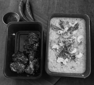 Sambar rice with chicken fry