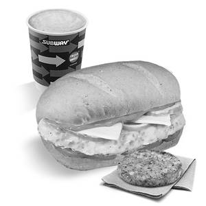 Cheesy Omellette Sandwich (10cm) + Coffee + Hashbrown