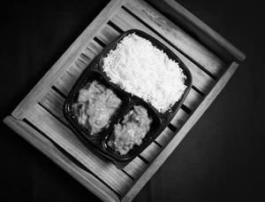 Steamed Rice With Dum Aloo Rasila