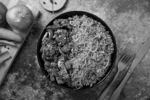 Soup + Lucknowi Masala Fried Rice & Gobi 65 Dry Meal Box + Dessert