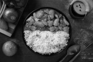 Soup + Plain Fried Rice & Chilli Baby Corn Gravy Meal Box + Dessert