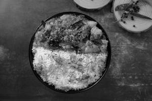 Soup + Ghee Fried Rice & Chicken 65 Gravy Meal Box + Dessert