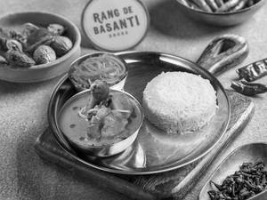 Pressure Cooker Chicken Curry - Rice Thali