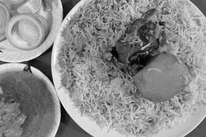 Mutton Biriyani With Chicken Chaap [Serves 1]
