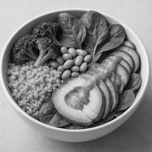 Veg Green Goddess Bowl{Protein: 18G | Carbs: 28G | Fat: 14G | Cal-320}