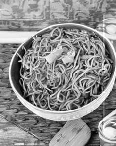 Mushroom schezwan fried noodles