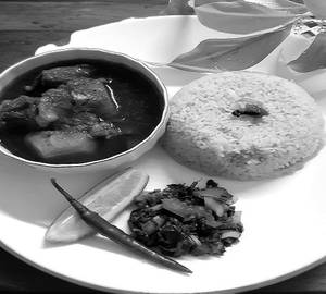Pork gravy with pulao