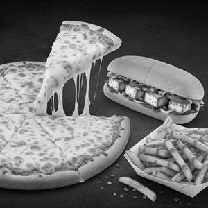 Cheese burst pizza + Paneer sandwich + Peri peri fries                                                   