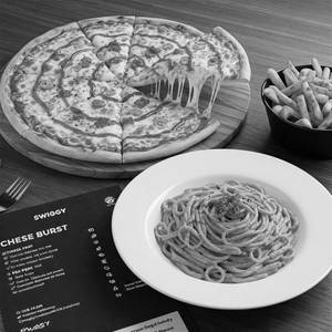 Cheese burst pizza + Schezwan noodles + Peri peri fries                                                   