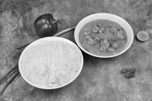 Chicken Thai Red Curry With Plain Steamed Rice