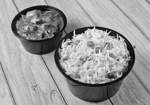 Peas Pulao + Aloo Do Pyaja + Pickles + Onions (serves 1)
